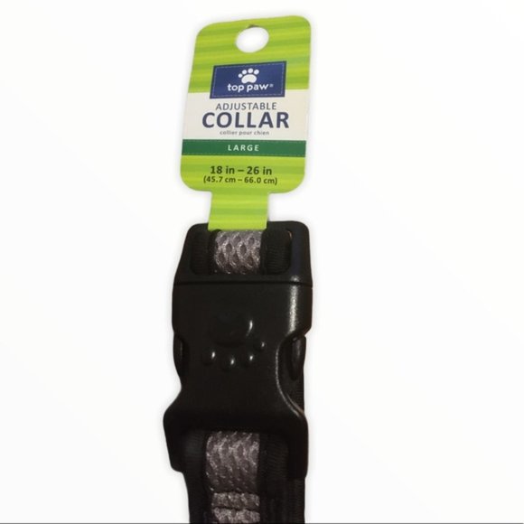Top Paw Adjustable Dog Collar BlackGrey Mesh Large - Picture 2 of 3